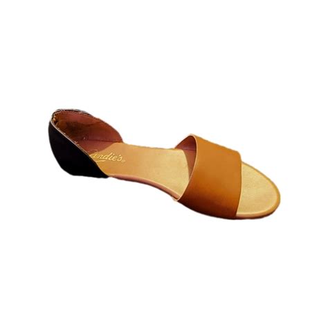 Candie S Shoes Candies Slip On Leather Two Tone Sandals Camel And Black Color Flats Poshmark