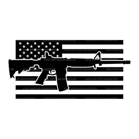 American Flag Svg Ar15 Rifle Svg Usa Flag Weapon Gun Mi Inspire