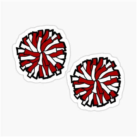 Pom Poms Red And White Sticker For Sale By Crystalcreative Redbubble