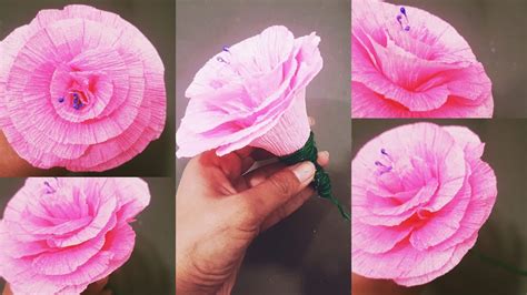 How To Make Crepe Paper Flower Beautiful Crepe Paper Flower Tutorial Youtube