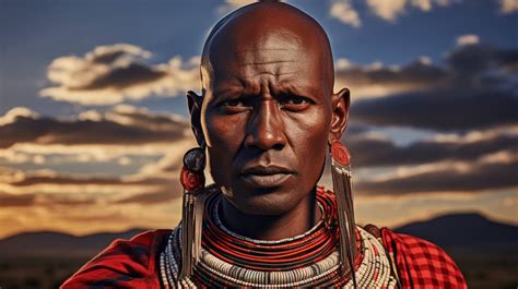 Proud Maasai Warrior In Traditional Attire Portrait Photography