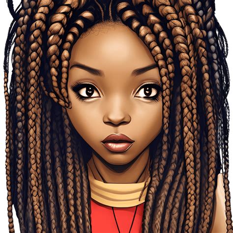 African American Chibi With Braids Creative Fabrica