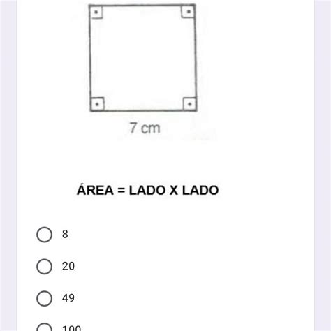 calcule a área do quadrado brainly br