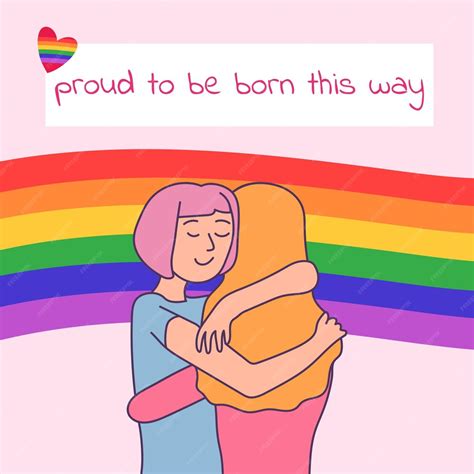 Premium Vector Two Girls Are Hugging On Rainbow Flag Background Celebration Lgbt Pride Month