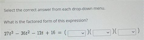 Solved Select The Correct Answer From Each Drop Down Menu What Is The