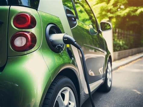 Premium Ai Image Electric Car Plugged Into A Charger