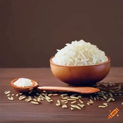 Wooden Bowl Filled With White Rice On Craiyon