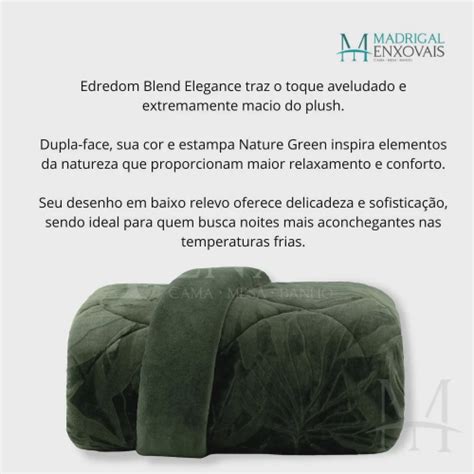 Edredom Casal Altenburg Blend Elegance Plush Nature Green No Shoptime