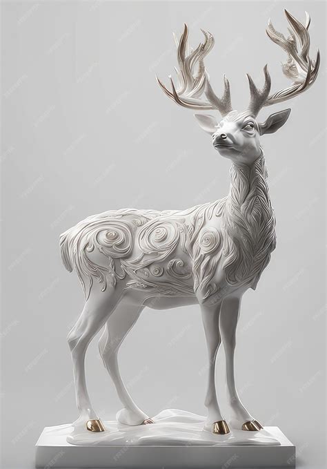 Premium Ai Image Albino White Deer Statue