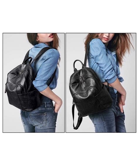 Women Backpack Purse Pu Washed Leather Ladies Rucksack Shoulder Bag