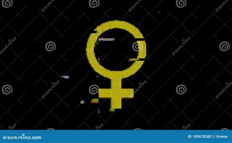 Ascii Female Symbol Glitch Yellow Royalty Free Stock Image 189678382