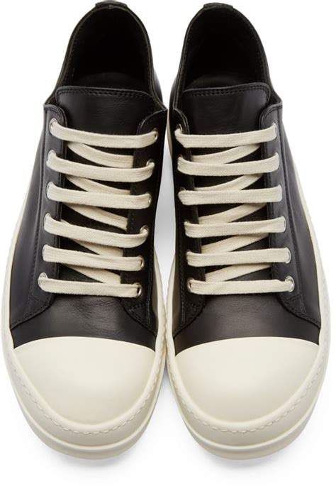 Rick Owens Black Leather Low-top Sneakers for Men - Lyst