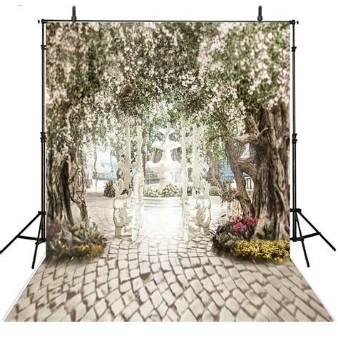 Patio Pink Flower Tree Photo Backdrop Vinyl Cloth High Quality Computer