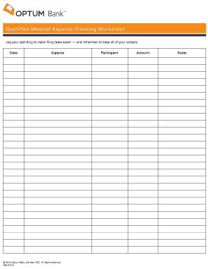 Fillable Online Qualified Medical Expense Tracking Worksheet Optum