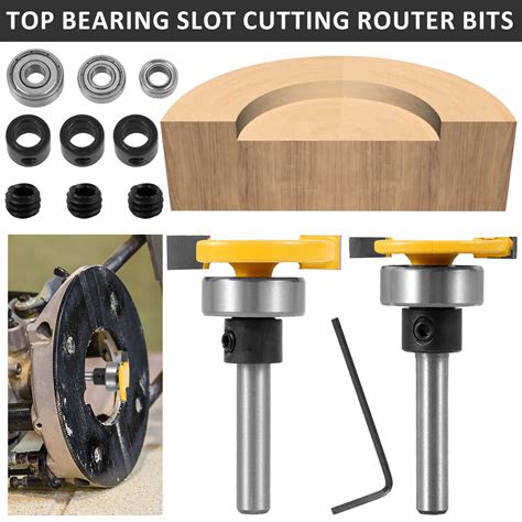 1 4 Shank Slot Cutting Router Bits Carbide T Shape Top Bearing Wood