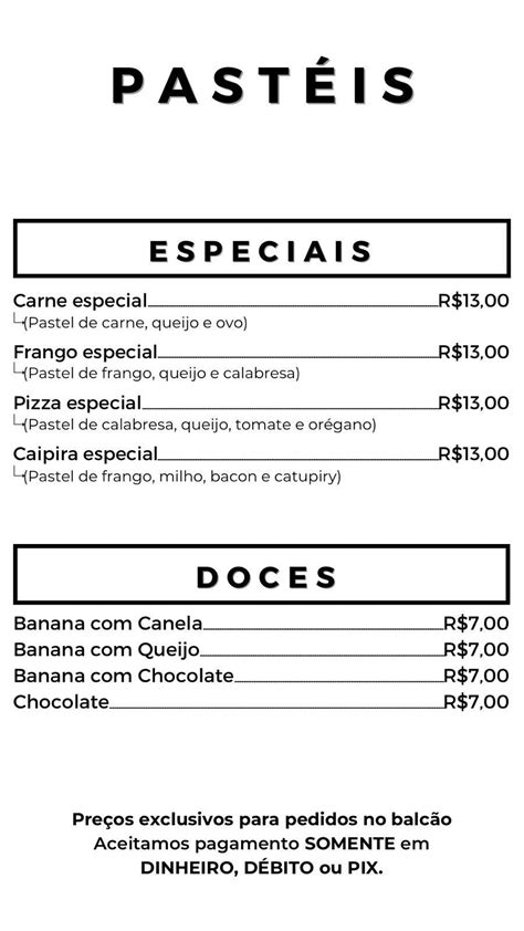 Menu Em Pastelaria E Pizzaria Cristal Cap O Raso Curitiba R Andr