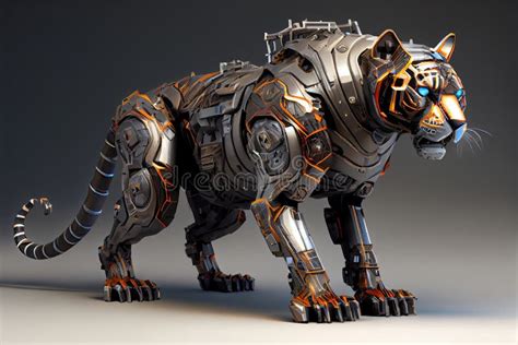 Steampunk Tiger Robotic Tiger Ai Art Generated Stock Illustration