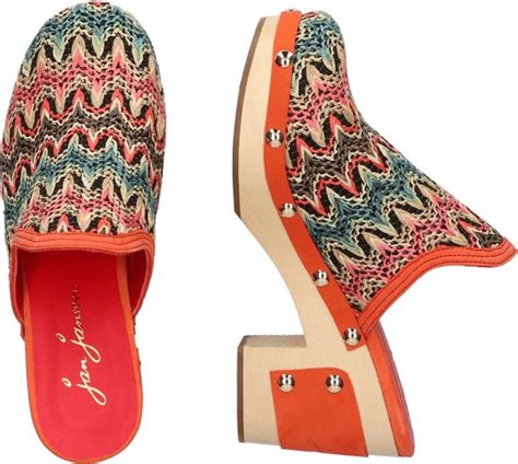 Jan Jansen Woodlander Dames Clogs Marrakess Multi/Orange | bol.com