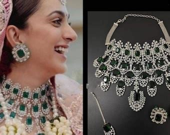 Kiara Advani Inspired Bridal Set Emerald Green Diamond Bridal Etsy