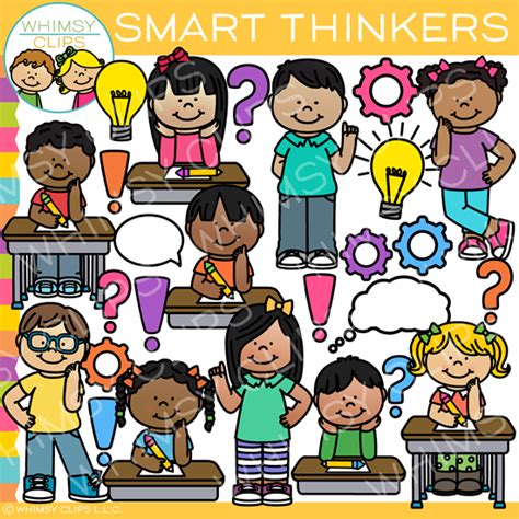 Smart Kids Thinking Clip Art Images And Illustrations Whimsy Clips