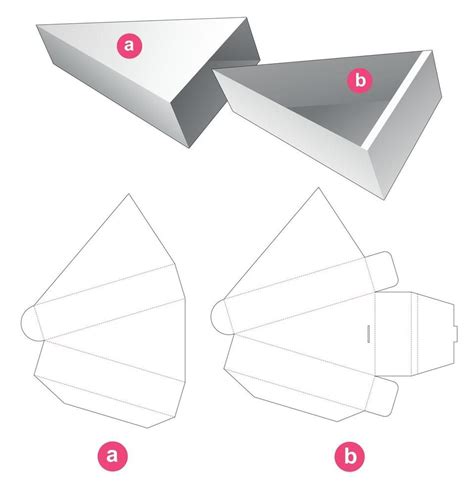 boîte triangulaire coulissante en carton avec couvercle gabarit découpé