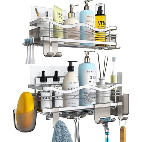 AJW Etagere Douche 2 Pièces Auto AdhéSif Rangement Douche Sans Percage