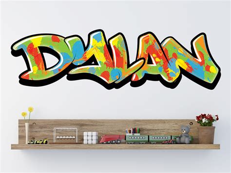 Name Graffiti Splatter With Shadow 3d Wall Decal Custom Color Etsy