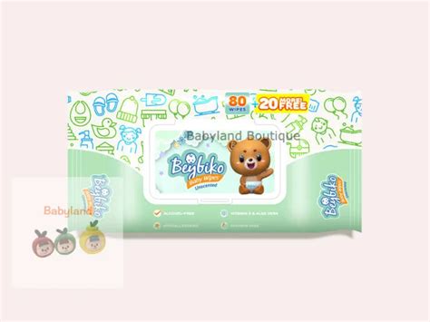 Beybiko Baby Wipes Unscented 80 Sheets 20 Sheets Free X 1 Pack