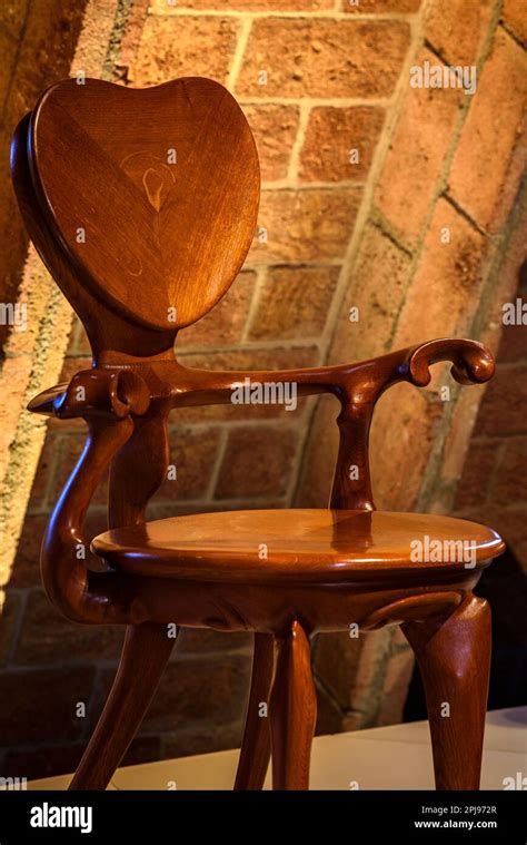 Chair designed by Antoni Gaudí for the Casa Calvet and exhibited in an