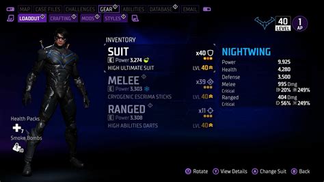 Nightwing Weapons Gear