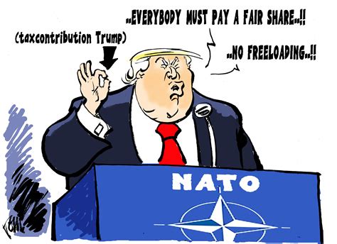 Political Cartoon Us Trump Abroad Nato Tax Contributions Fair Share