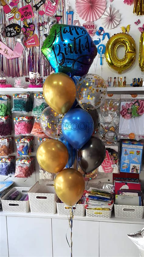 Happy Birthday Hexagon Helium Balloon Bouquet Bqm19 Funzoop