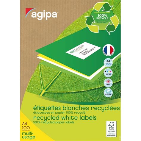 Stock Bureau AGIPA Boite de 1600 étiquettes 105x35 mm 16 x 100F A4