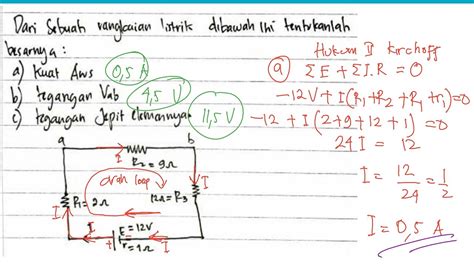 Pembahasan Contoh Soal Rangkaian Listrik Loop 1 Arah Hukum 2 Kirchoff Youtube