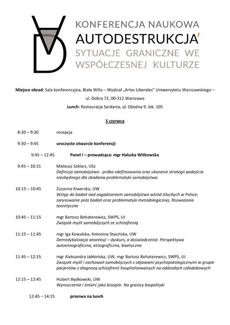 Druga część ogólnopolskiej konferencji naukowej Autodestrukcja