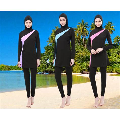 2019 New Womens Muslim Islamic Full Cover Burkini Jumpsuit Swimsuit