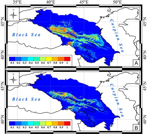 Predictive maps of Bearded Vulture nesting site distribution in the... | Download Scientific Diagram