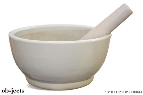 Mortar & Pestle White Glazed Ceramic | Ob•jects