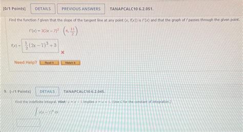 Solved Find The Function F Given That The Slope Of The Chegg