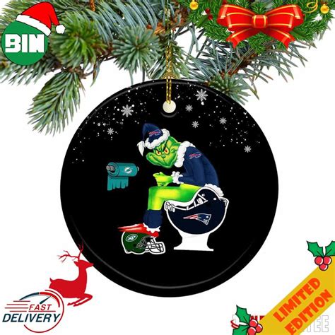 Buffalo Bills Grinch Santa Claus Sitting New England Patriots Toilet