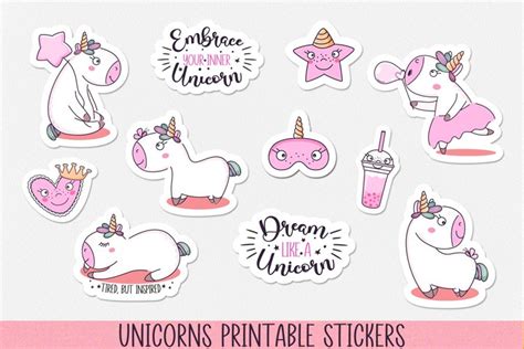 Cute Unicorns Printable Stickers Png