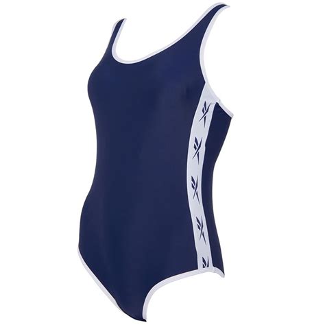 Buy Reebok Womens Alyssa Side Logo One Piece Swimsuit Collegiate Navy