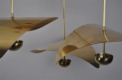 Large Contemporary Brass Sculptural Chandelier Handmade In Sweden At