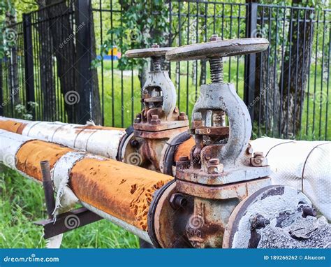 Old Large Drinking Water Pipes With Two Screws Stock Photo Image Of