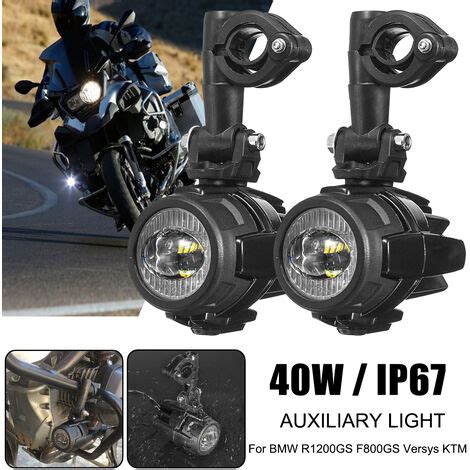 Feu Antibrouillard Auxiliaire LED Pour Motos 2x40W Pour BMW R1200GS ADV