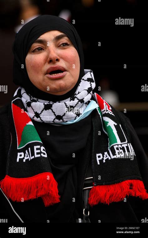 A Crying Female Protester At The Start Of A Pro Palestine March Calling