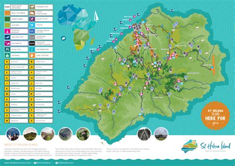 St Helena Tourist Map Including Jamestown And Walks Information