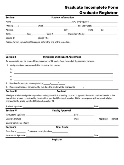 Graduate Incomplete Form Azusa Pacific University Fill Out And Sign