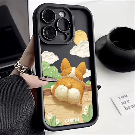 Милый мультяшный силиконовый чехол с собакой корги для iPhone 15 Pro ...