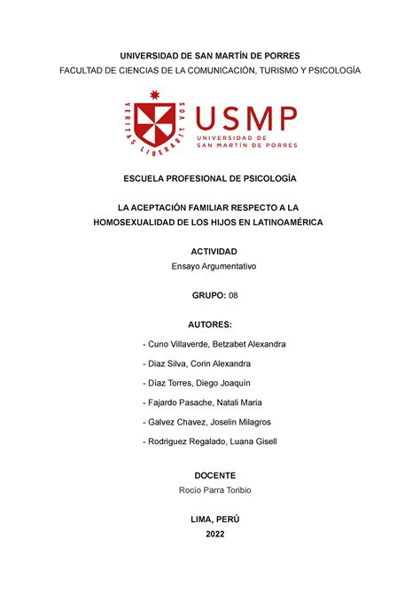 Ensayo Lengua II UNIVERSIDAD DE SAN MARTÍN DE PORRES FACULTAD DE